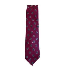 Harrods Tie Red with Wolf Face‎ Pattern